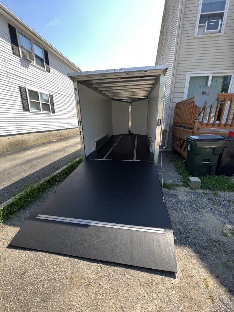Black painted dirt bike trailer floor