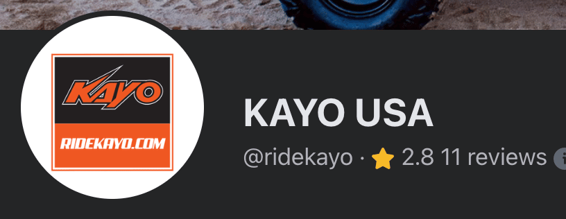 Kayo USA Facebook page rating