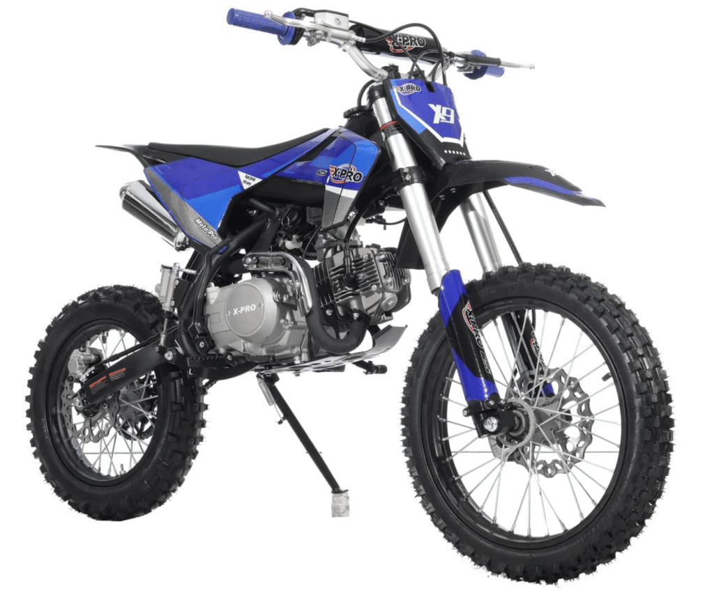 xpro 125cc dirt bike black and blue