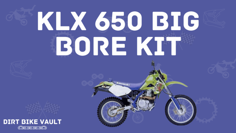 klx 650 big bore kit hp in white letters on blue background with picture of klx 650 dirt bike
