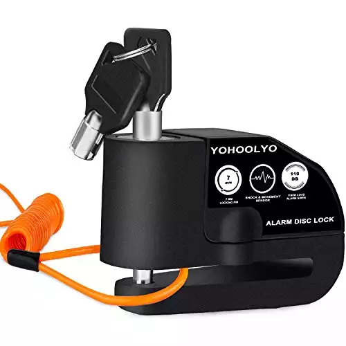 Disc Brake Lock Anti-Theft Waterproof 110 dB 7mm Pin 5ft Reminder Cable
